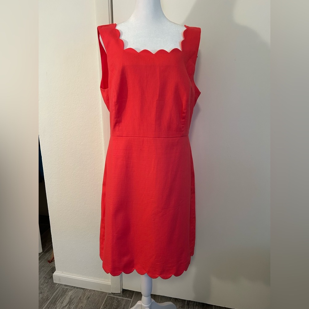 J. Crew Vibrant Red Scalloped Mini Dress